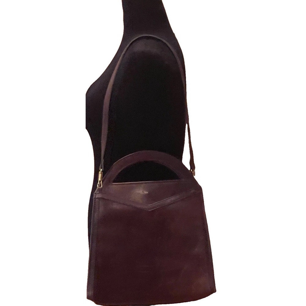 Vintage‎ Ruth Saltz Brown Leather Convertible Shoulder Bag Double Handle Purse